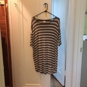 Lularoe Irma Grey Pink White Stripes